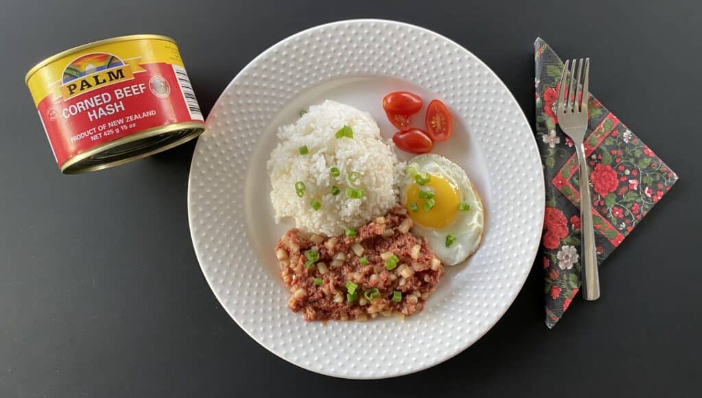 Corned Beef Hash with Rice and Egg